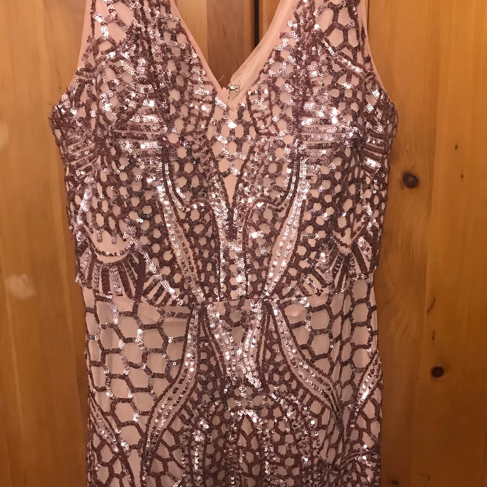 New W/O Tags, Rose Gold Evening Gown by Night Way. - Picture 4 of 14